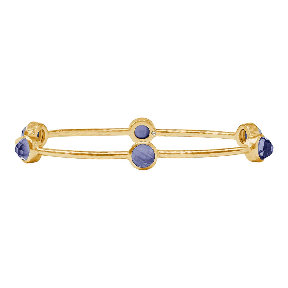 Julie Vos Small Yellow Gold Plated Milano Luxe Bangle, Iridescent Tanzanite Blue