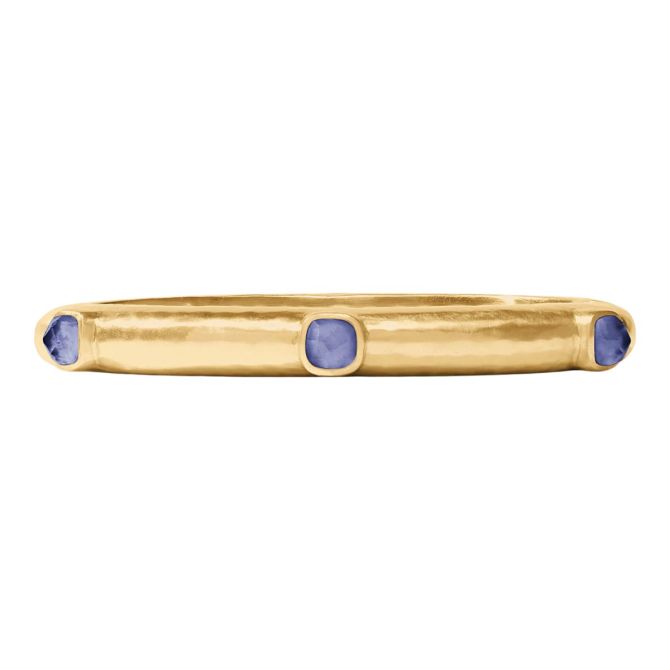 Julie Vos Catalina Stone Hinge Bangle, Iridescent Tanzanite Blue