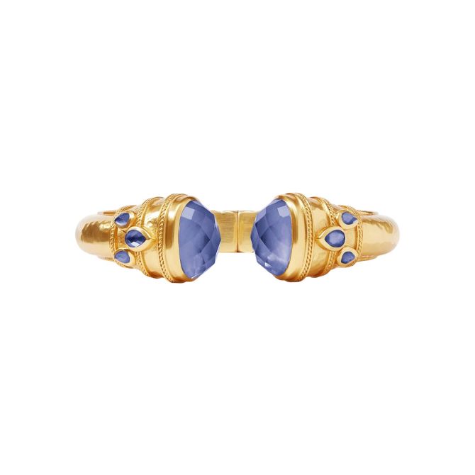 Julie Vos Yellow Gold Plated Cannes Cuff Bracelet, Iridescent Tanzanite Blue