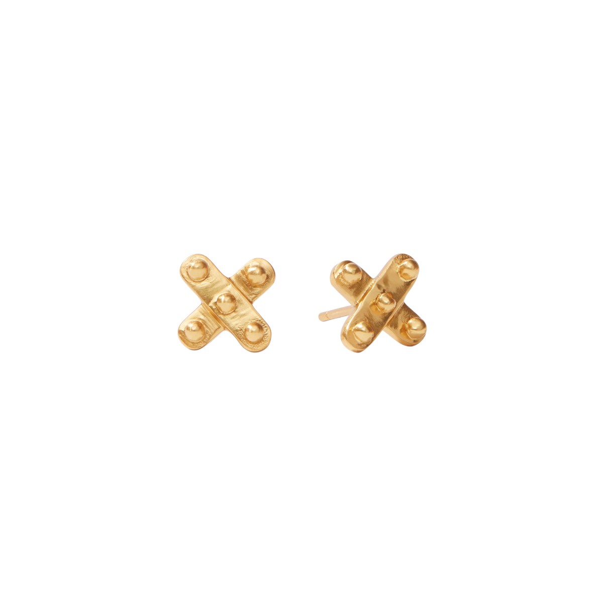 Julie Vos SoHo Demi X Stud Earrings, Yellow Gold Plated
