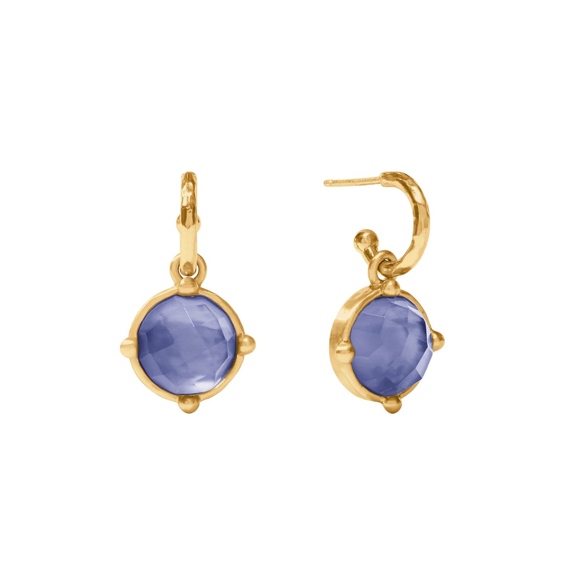 Julie Vos Honeybee Hoop and Charm Earrings, Iridescent Tanzanite Blue