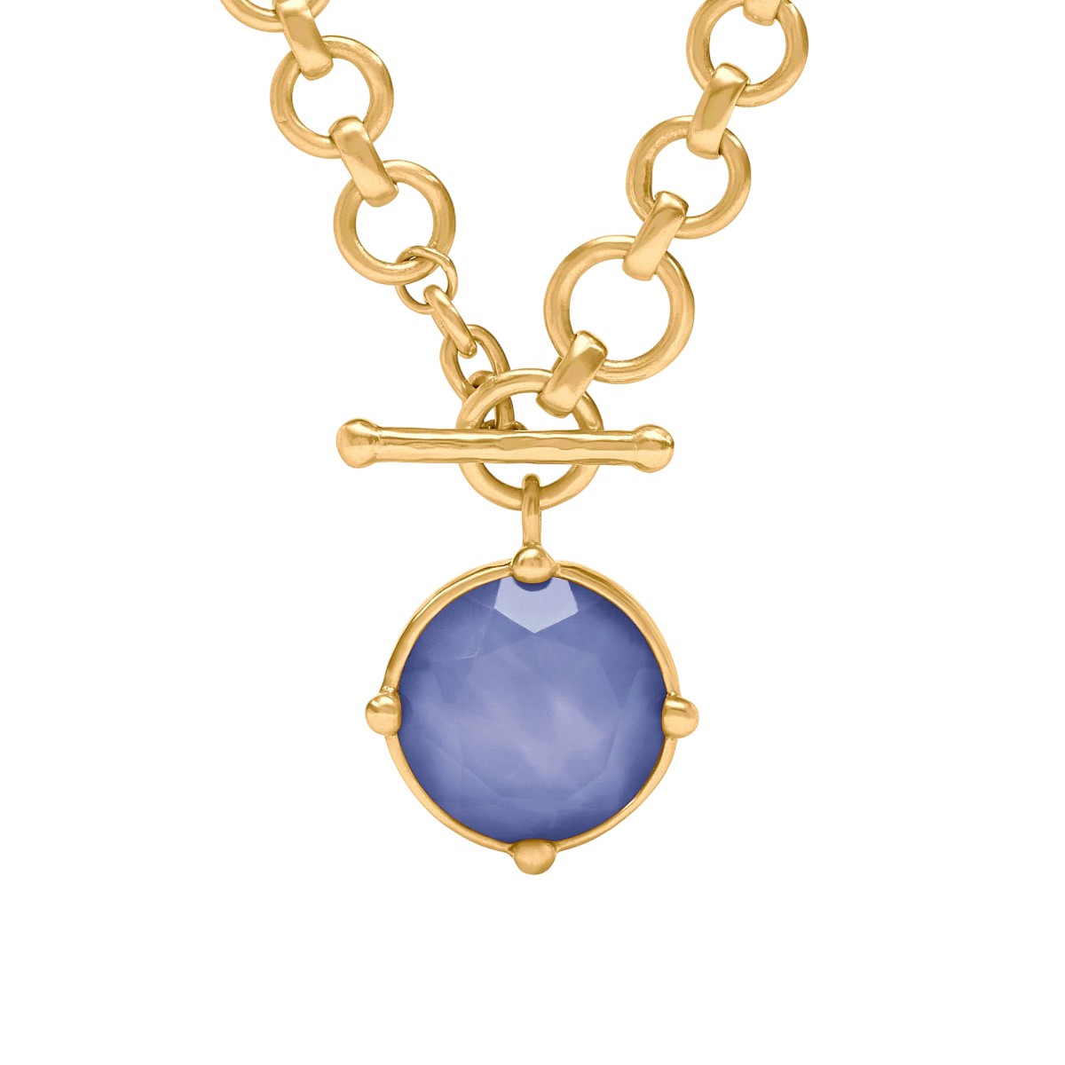 Julie Vos Yellow Gold Plated Honeybee Demi Necklace, Iridescent Tanzanite Blue