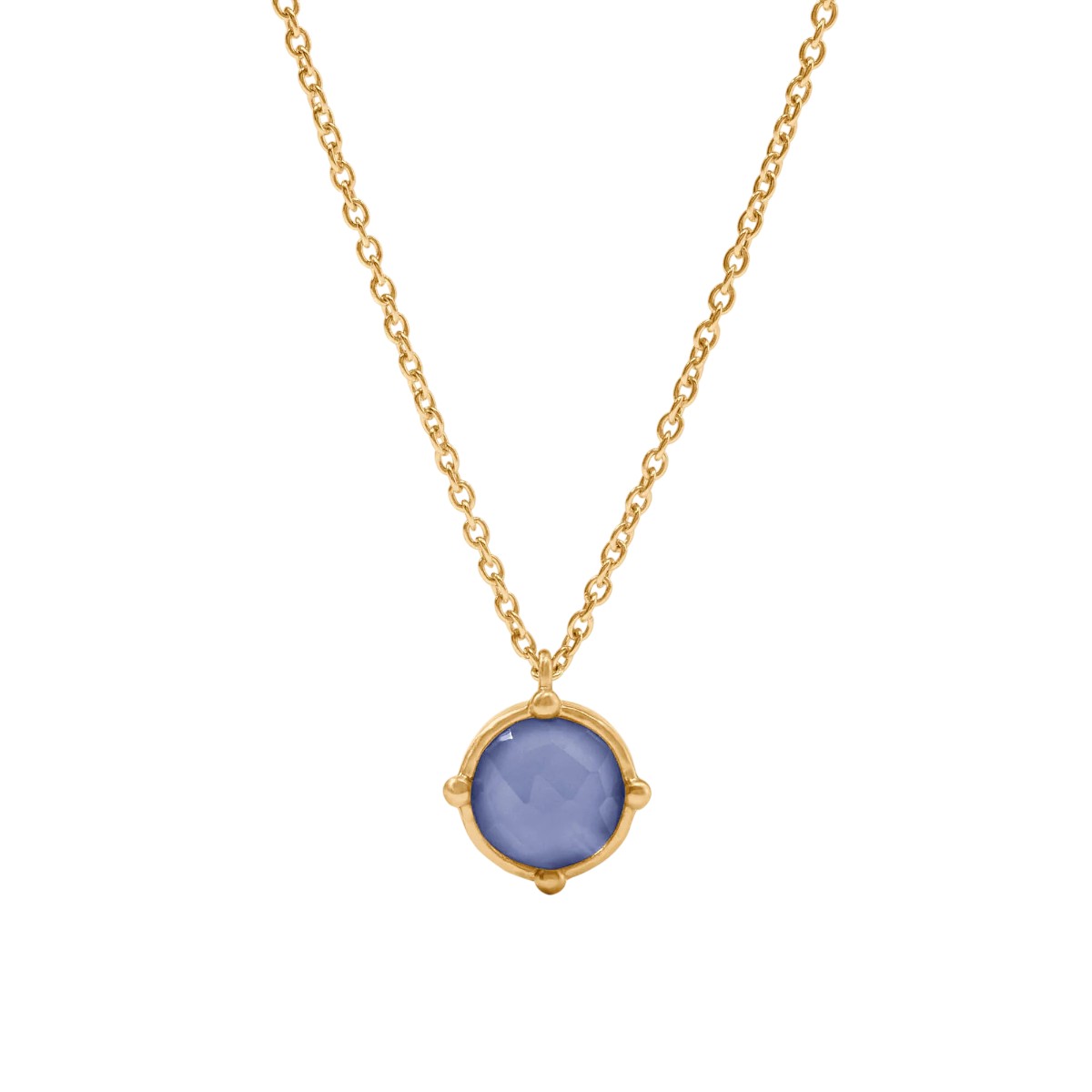 Julie Vos Yellow Gold Plated Honeybee Solitaire Necklace, Iridescent Tanzanite Blue