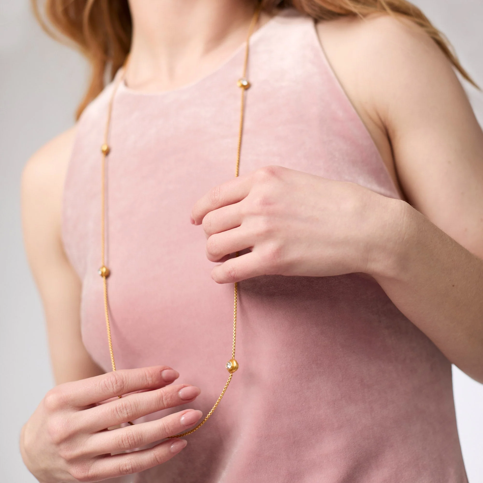 Julie Vos Tribeca Station Necklace, Yellow Gold Plated