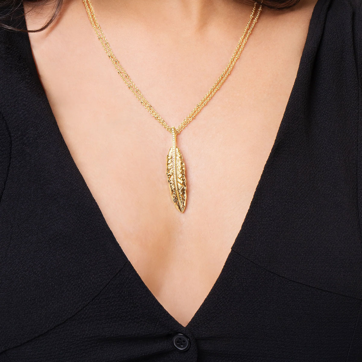 Anabel Aram Feather Pendant Necklace, Large