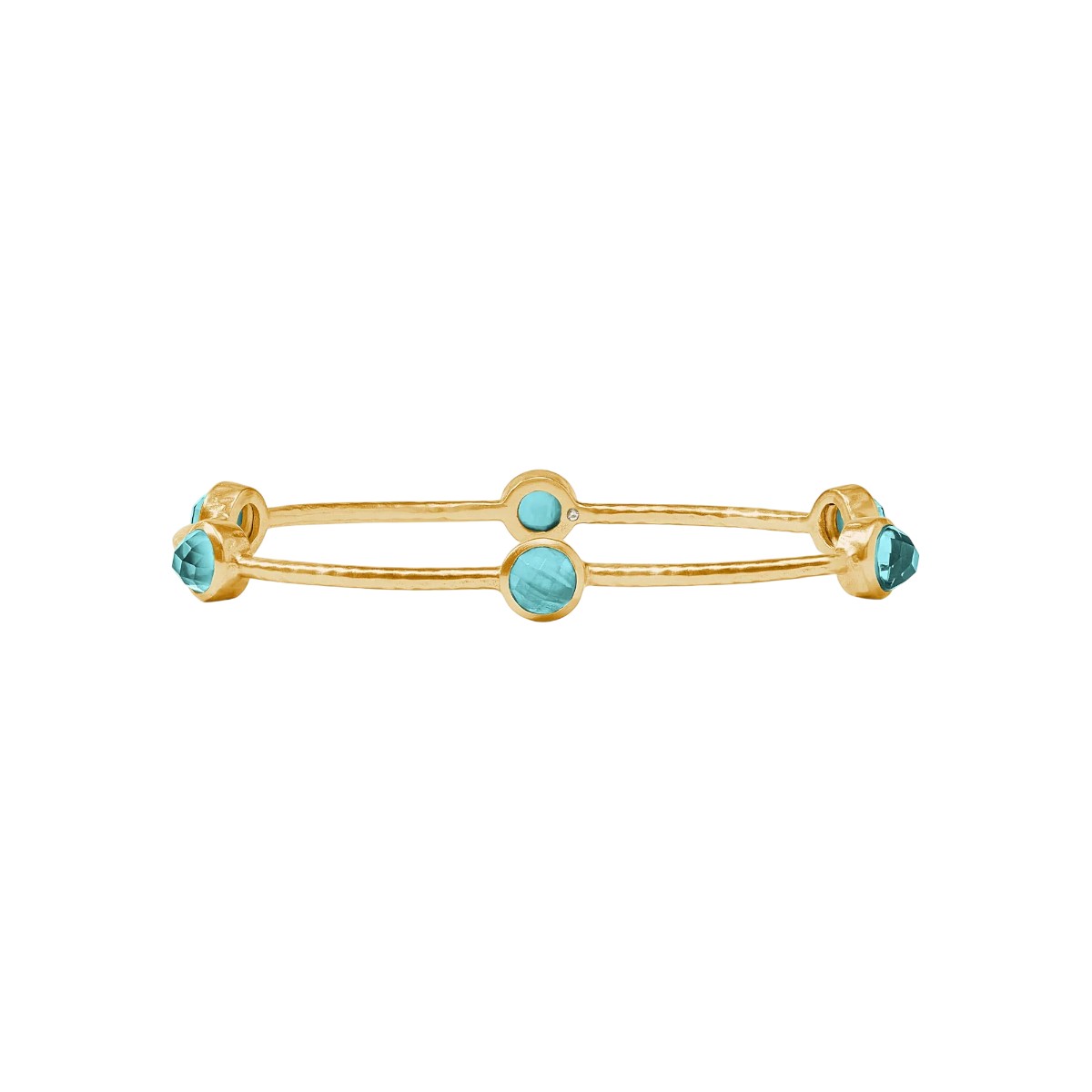 Julie Vos Small Yellow Gold Plated Milano Luxe Bangle Bracelet, Iridescent Bahamian Blue