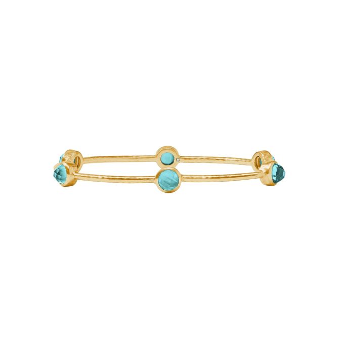 Julie Vos Small Yellow Gold Plated Milano Luxe Bangle Bracelet, Iridescent Bahamian Blue
