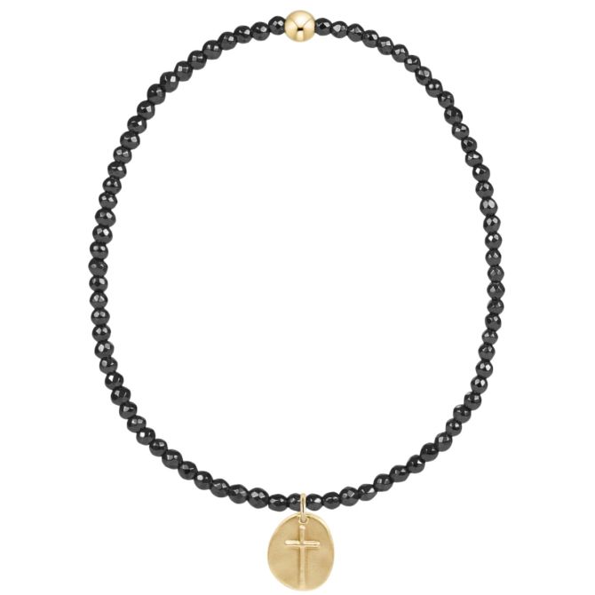 Enewton Faceted Hematite Inspire Small Gold Charm 2mm Bead Bracelet, 7.25"