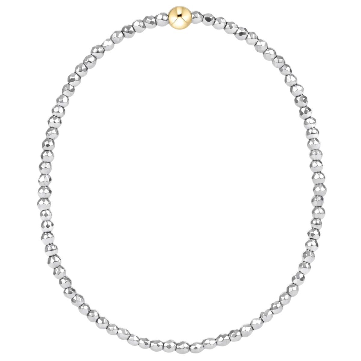 Enewton Silver Faceted Hematite 2mm Bead Bracelet, 7.25