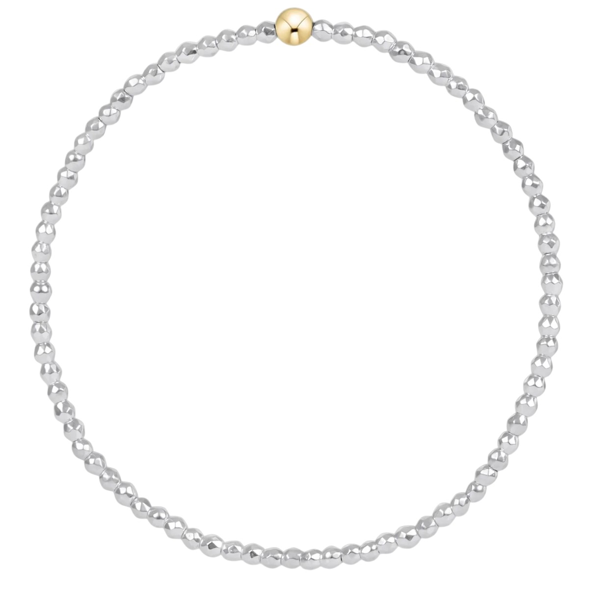 Enewton Faceted Hematite 2mm Bead Bracelet, Bright Silver