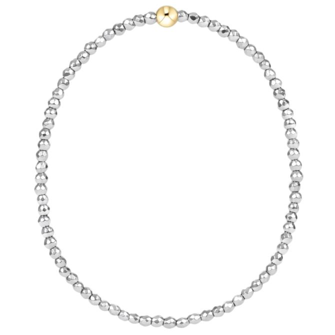 Enewton Faceted Hematite 2mm Bead Bracelet, Silver