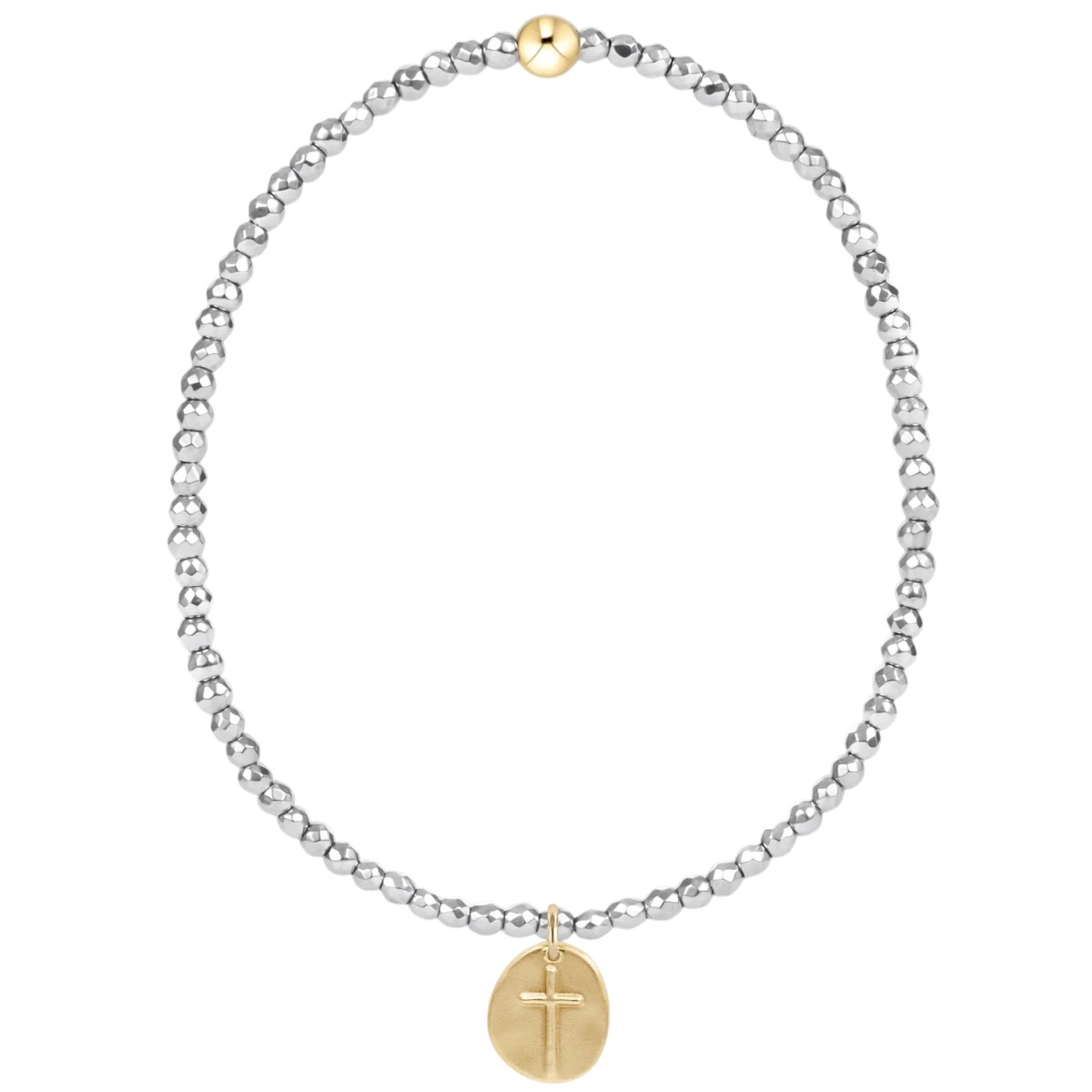 Enewton Silver Faceted Hematite 2mm Bead Bracelet, Inspire Small Gold Charm