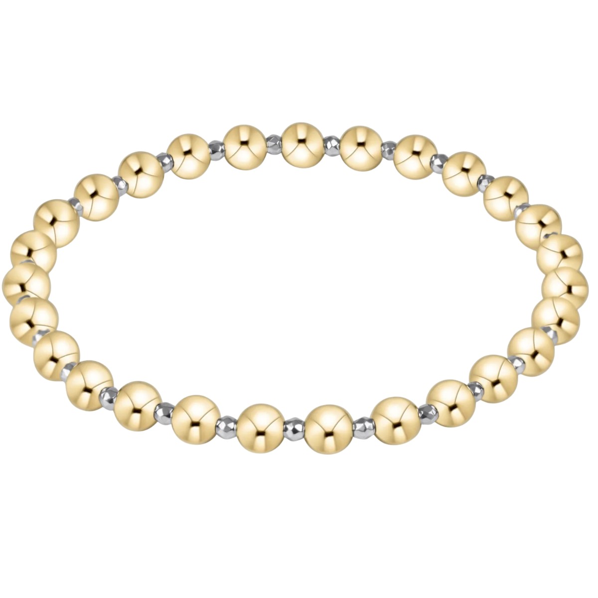 Enewton Faceted Hematite Grateful Pattern 5mm Bead Bracelet, Bright Silver and Yellow Gold