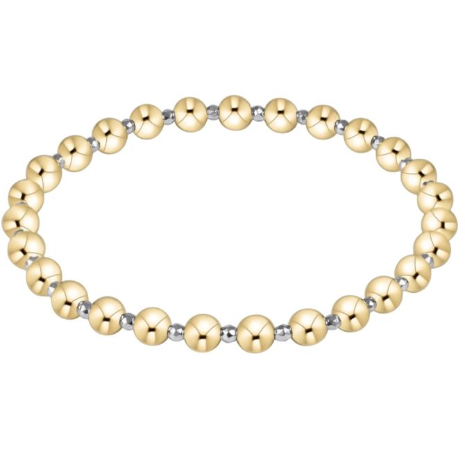 Enewton Faceted Hematite Grateful Pattern 5mm Bead Bracelet, Bright Silver and Yellow Gold