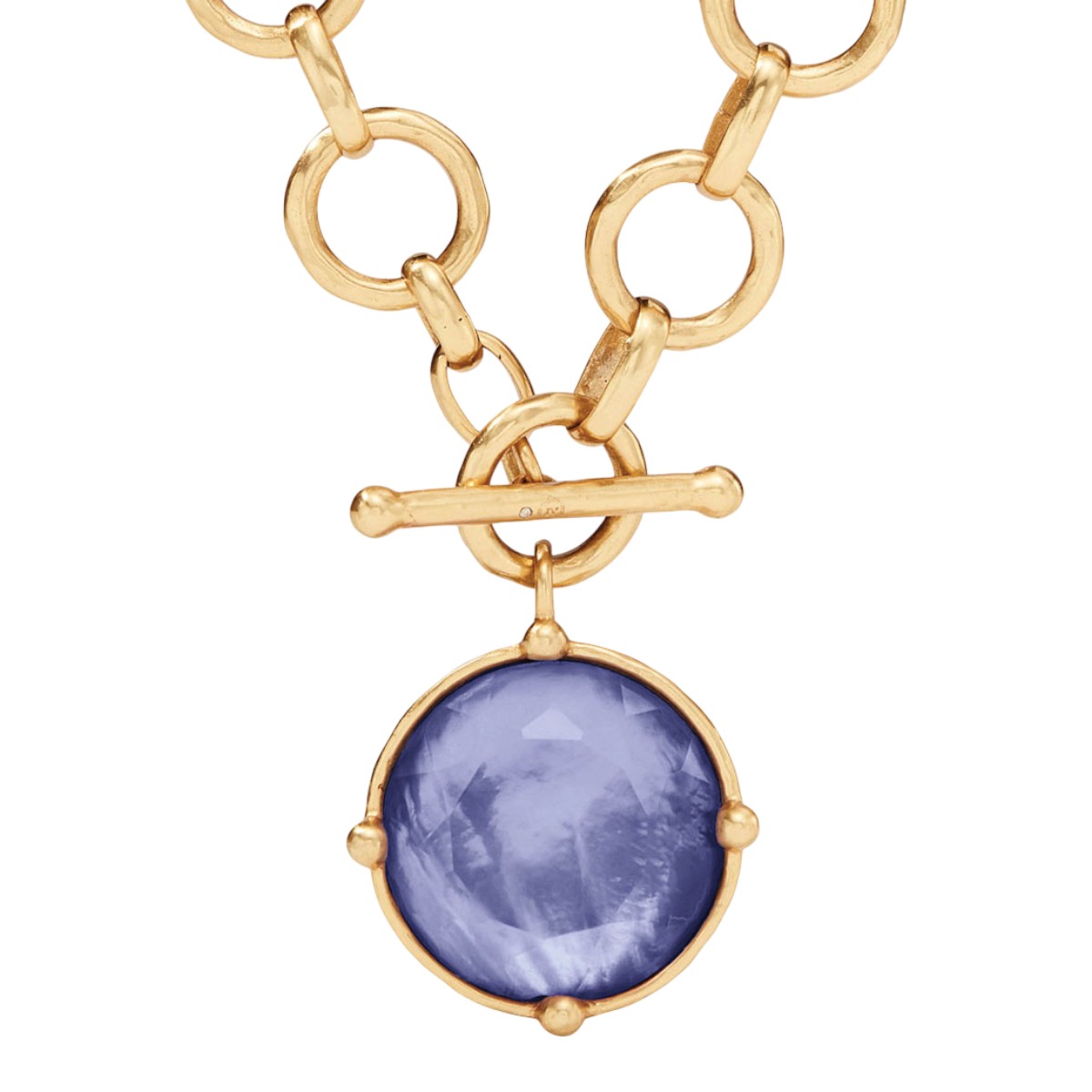 Julie Vos Yellow Gold Plated Honeybee Statement Necklace, Iridescent Tanzanite Blue