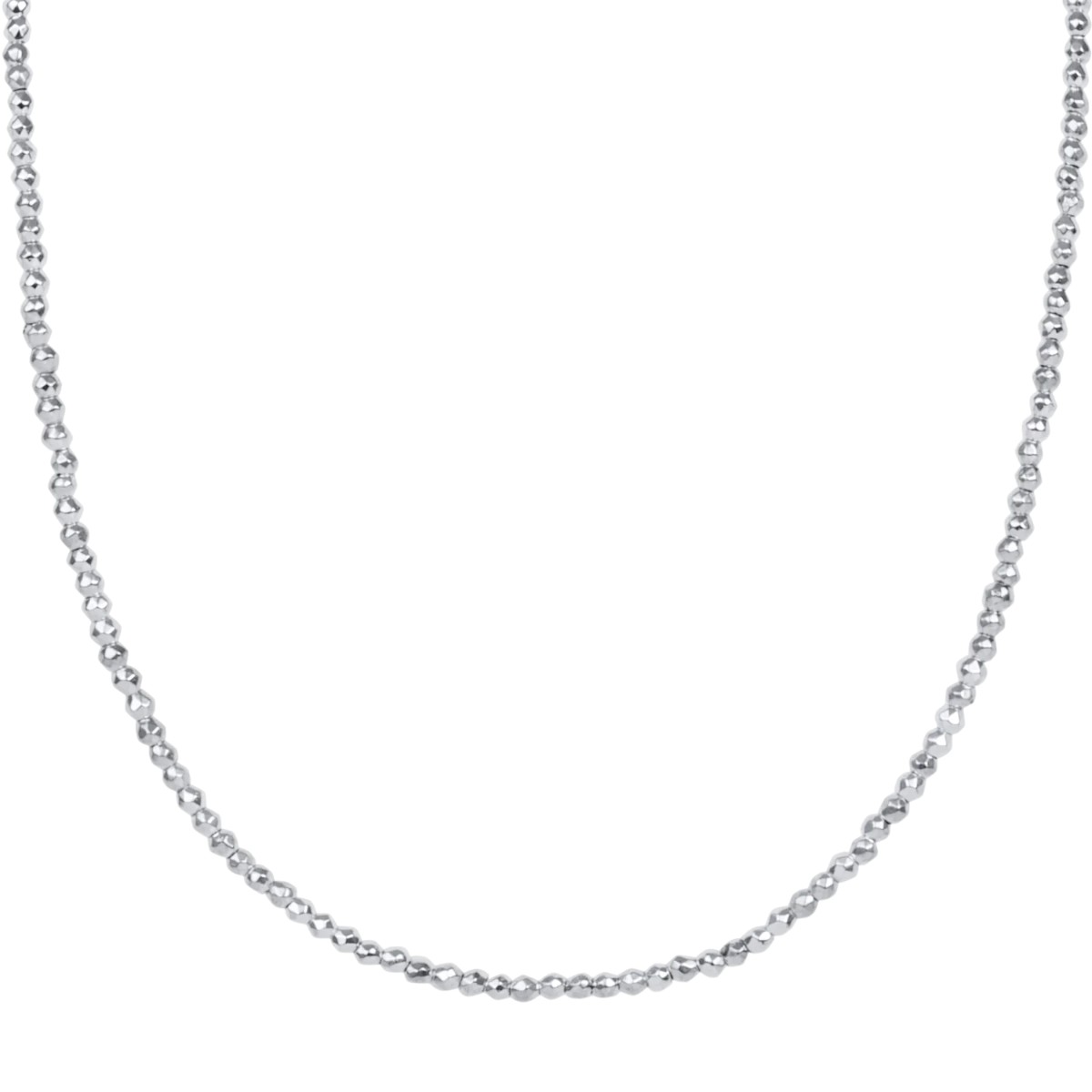 Enewton Choker Bright Silver Faceted Hematite 2mm Bead Necklace, 15