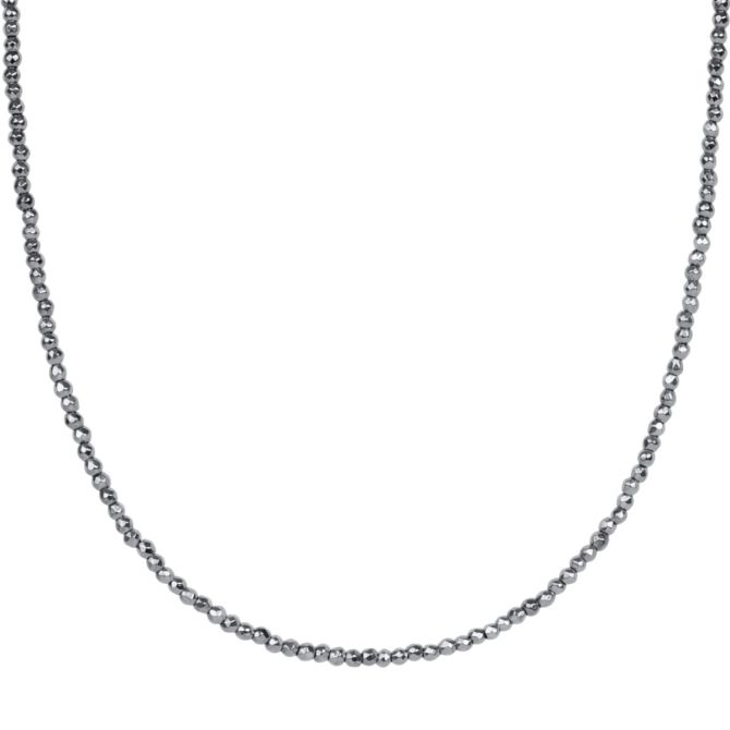 Enewton Choker Silver Faceted Hematite 2mm Bead Necklace, 15"
