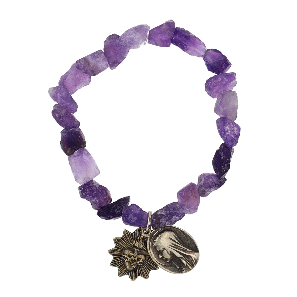 Miracle Icons by Mary Jo Pane Amethyst Chunk Stretch Bracelet