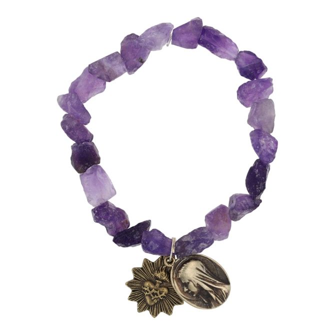 Miracle Icons by Mary Jo Pane Amethyst Chunk Stretch Bracelet
