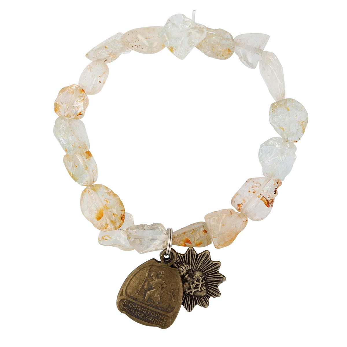 Miracle Icons by Mary Jo Pane Clear Topaz Chunk Stretch Bracelet