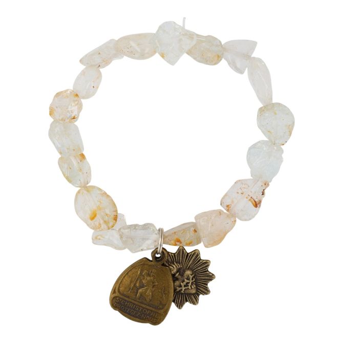 Miracle Icons by Mary Jo Pane Clear Topaz Chunk Stretch Bracelet
