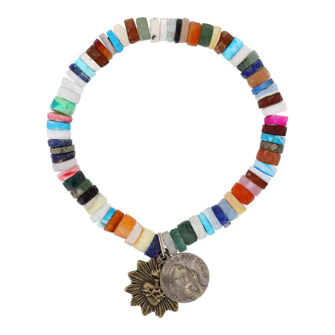Miracle Icons by Mary Jo Pane Faceted Rondell Bead Stretch Bracelet