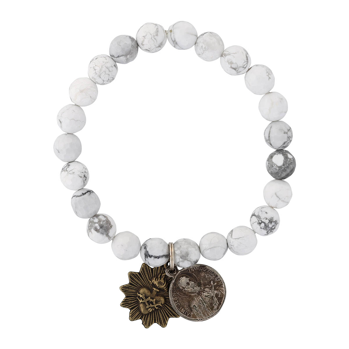 Miracle Icons by Mary Jo Pane Faceted Howlite Bead Stretch Bracelet