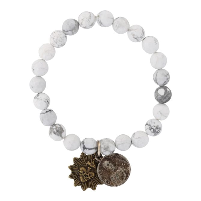 Miracle Icons by Mary Jo Pane Faceted Howlite Bead Stretch Bracelet