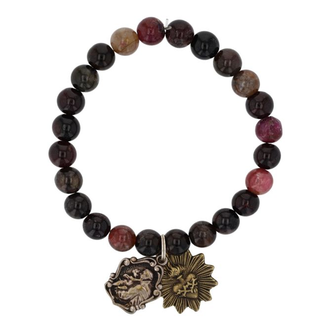 Miracle Icons by Mary Jo Pane Natural Tourmaline Bead Stretch Bracelet