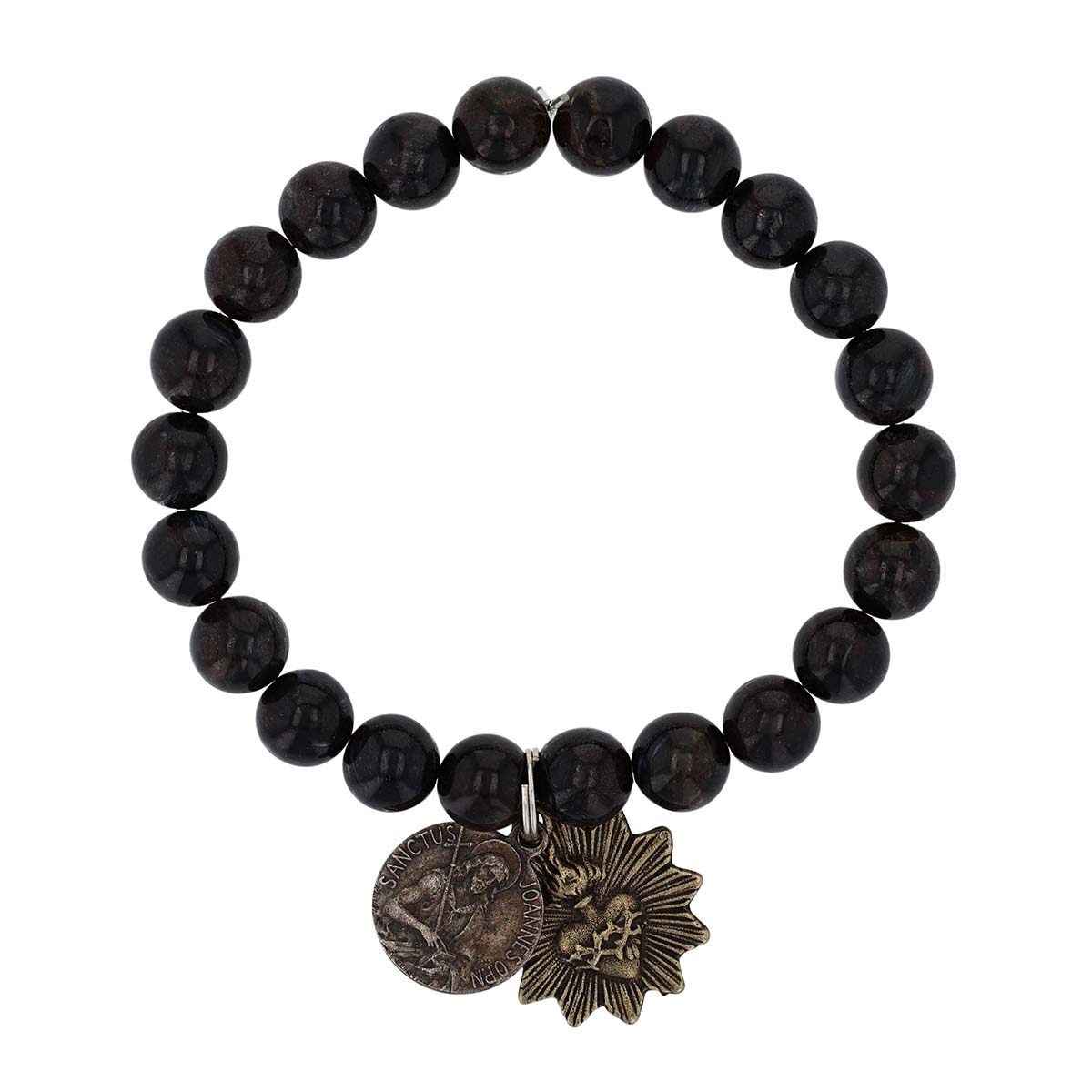 Miracle Icons by Mary Jo Pane Arfvedsonite Bead Stretch Bracelet