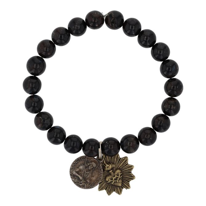 Miracle Icons by Mary Jo Pane Arfvedsonite Bead Stretch Bracelet