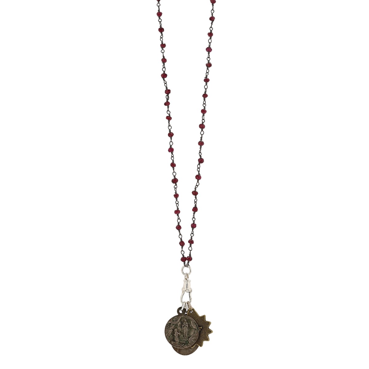 Miracle Icons By Mary Jo Pane Garnet Rosary Wrap Necklace, 28