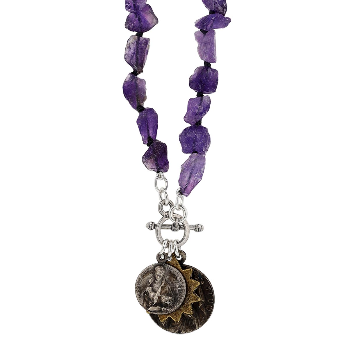 Miracle Icons By Mary Jo Pane Chunk Amethyst Necklace, 22