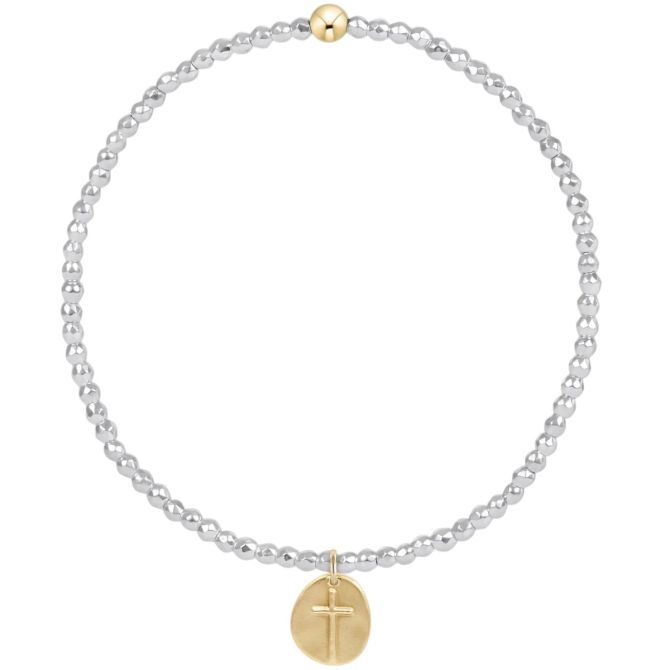 Enewton Bright Silver Faceted Hematite 2mm Bead Bracelet, Inspire Small Gold Charm