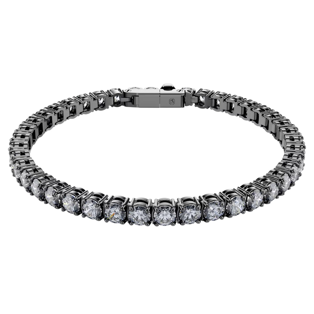 Swarovski Round Cut Matrix Tennis Bracelet, Grey and Ruthenium Plated