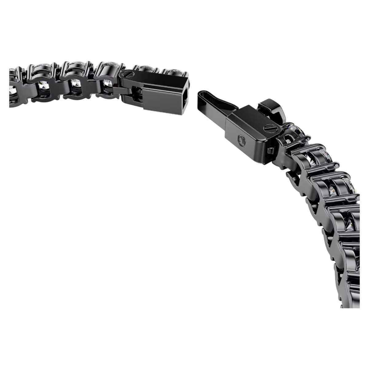 Swarovski Round Cut Matrix Tennis Bracelet, Grey and Ruthenium Plated