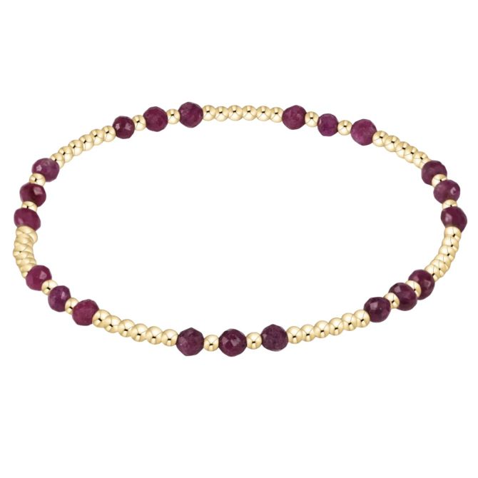 Enewton Gemstone Gold Joy Pattern 3mm Bead Bracelet, Ruby