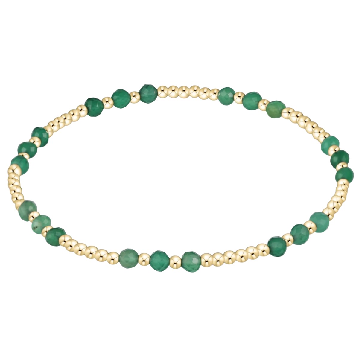 Enewton Gemstone Gold Joy Pattern 3mm Bead Bracelet, Green Onyx
