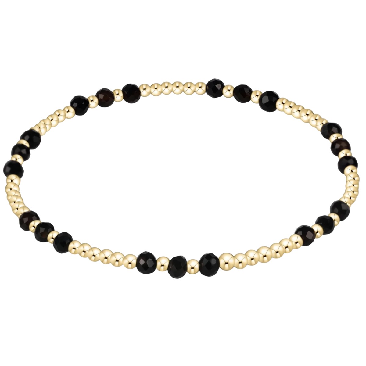 Enewton Gemstone Gold Joy Pattern 3mm Bead Bracelet, Faceted Onyx