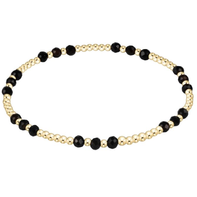 Enewton Gemstone Gold Joy Pattern 3mm Bead Bracelet, Faceted Onyx