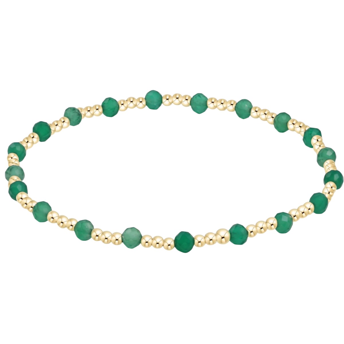Enewton Gemstone Gold Sincerity Pattern 3mm Bead Bracelet, Green Onyx