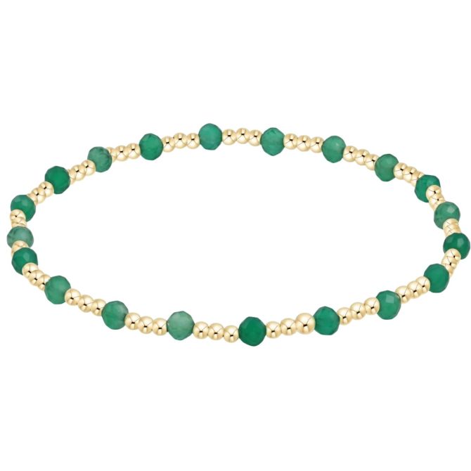 Enewton Gemstone Gold Sincerity Pattern 3mm Bead Bracelet, Green Onyx