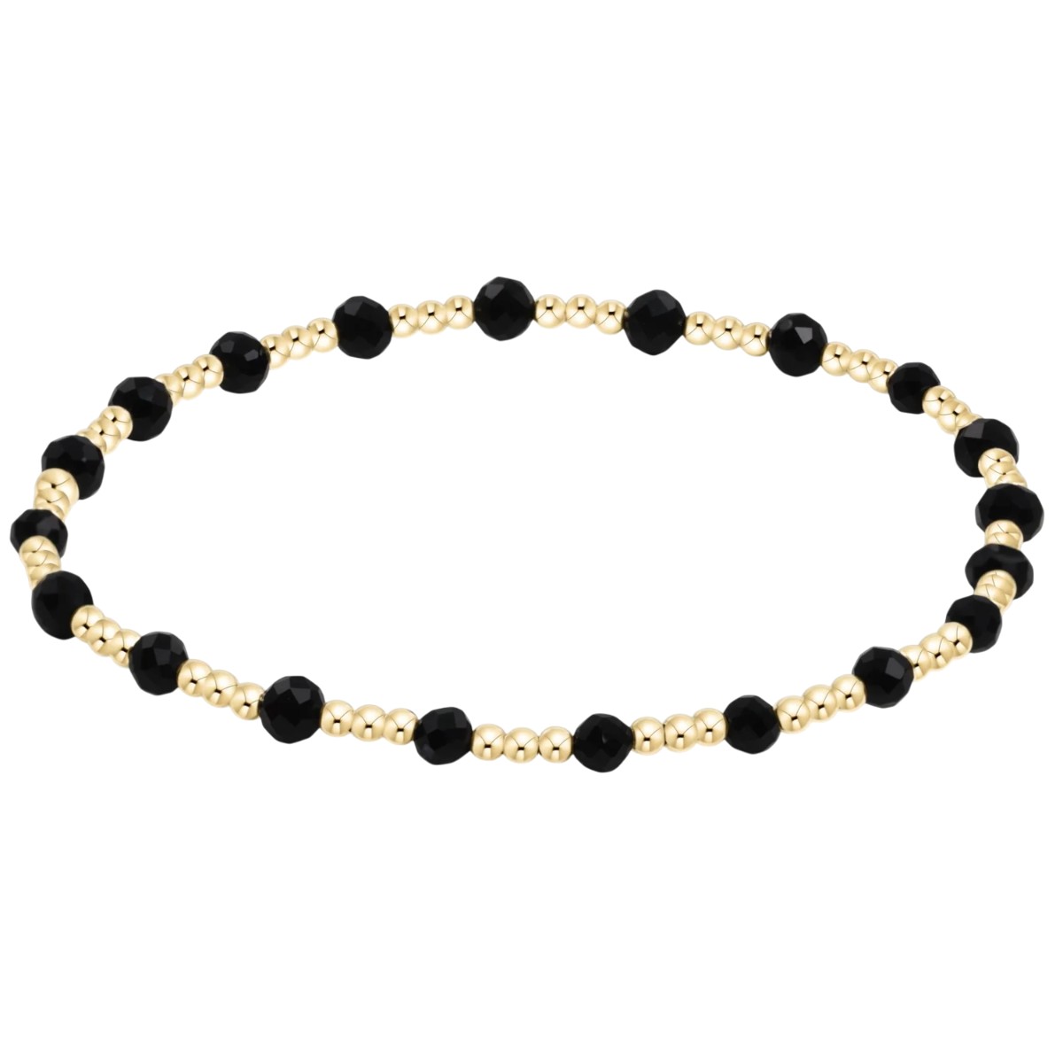 Enewton Gemstone Gold Sincerity Pattern 3mm Bead Bracelet, Faceted Onyx
