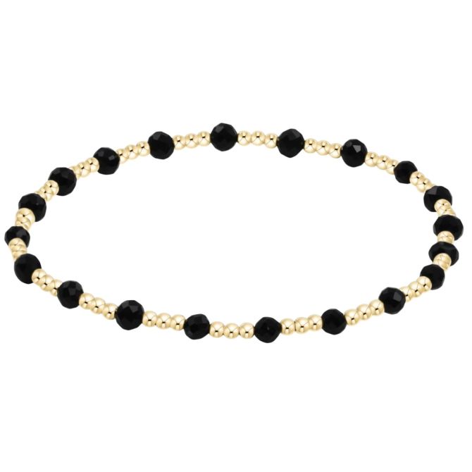 Enewton Gemstone Gold Sincerity Pattern 3mm Bead Bracelet, Faceted Onyx