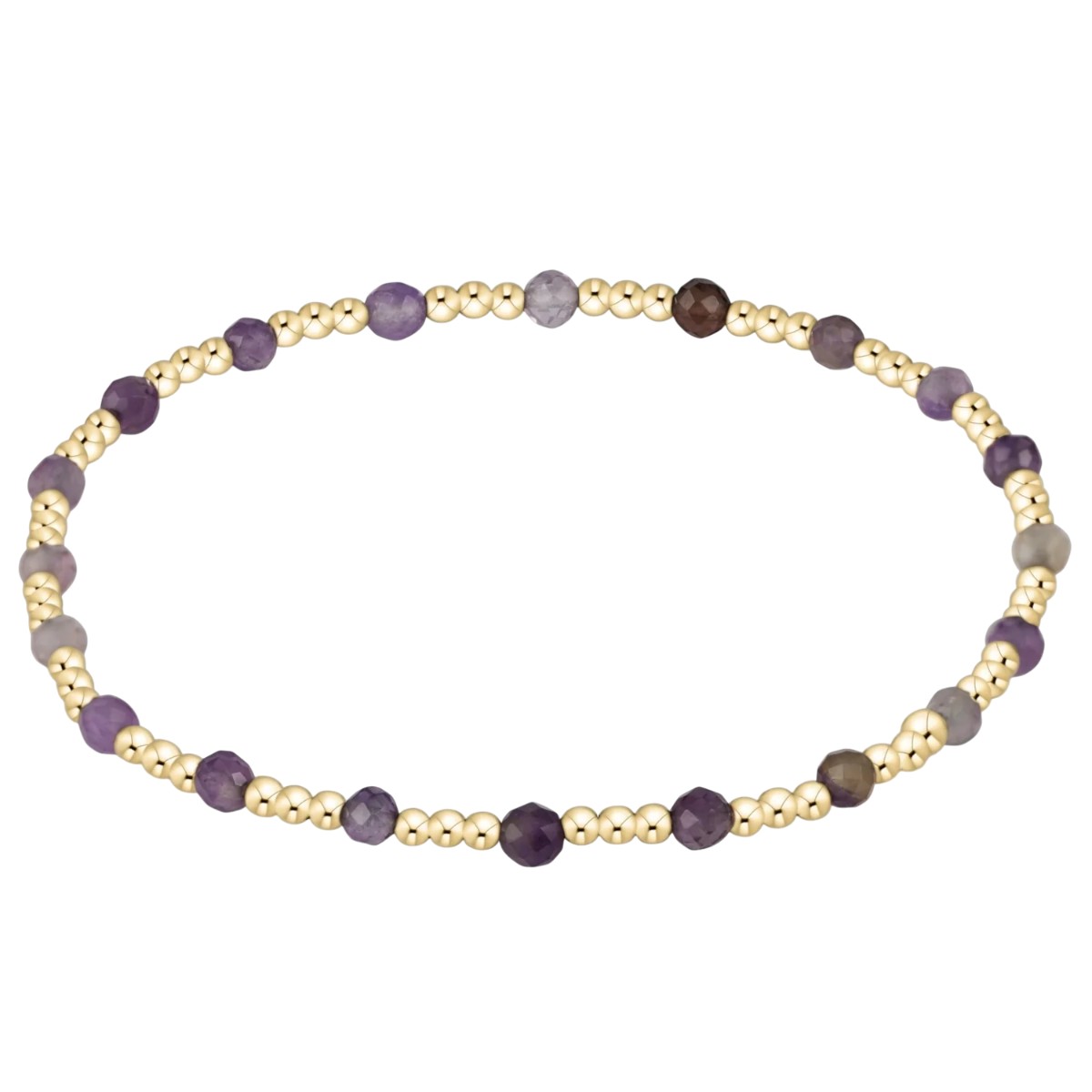 Enewton Gemstone Gold Sincerity Pattern 3mm Bead Bracelet, Amethyst