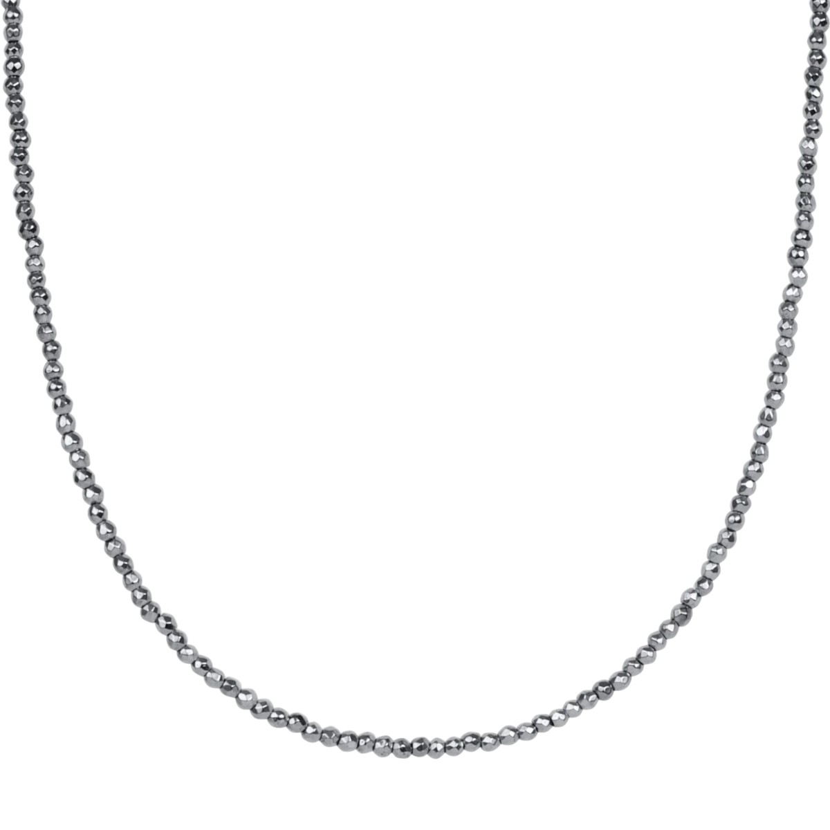 Enewton Silver Faceted Hematite 2mm Bead Choker Necklace, 17