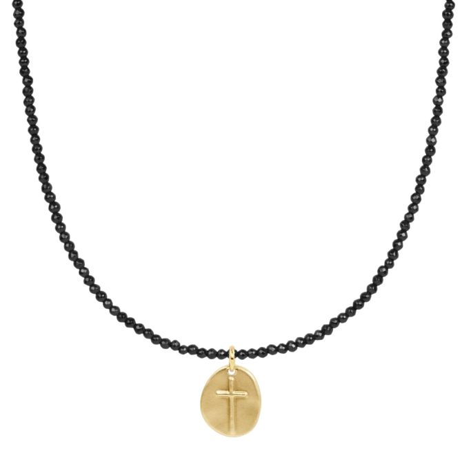 Enewton Choker Inspire Small Gold Charm and Faceted Hematite 2mm Bead Necklace