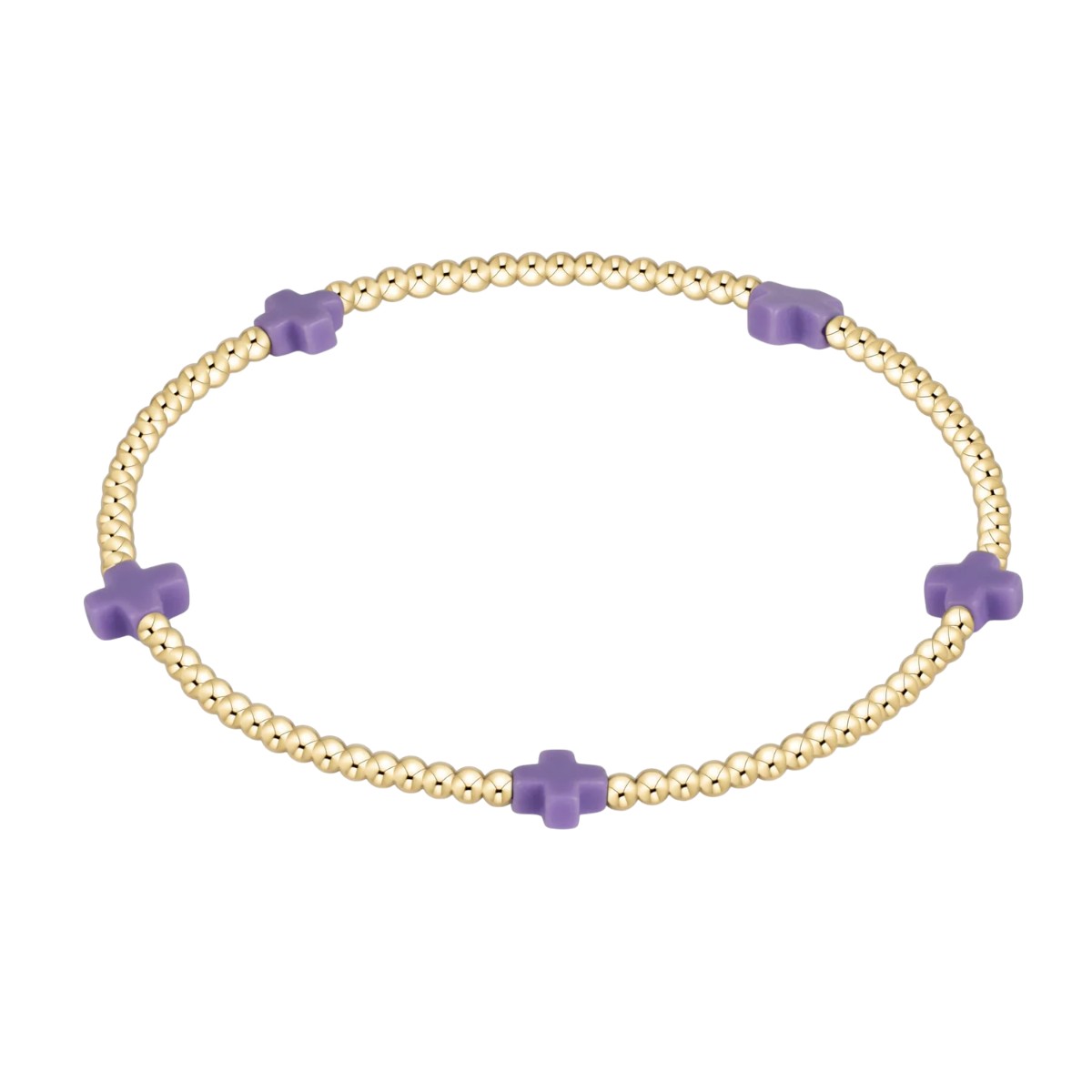 Enewton Signature Small Cross Gold Pattern 2mm Bead Bracelet, Purple