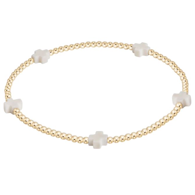 Enewton Signature Cross Small Gold Pattern 2mm Bead Bracelet
