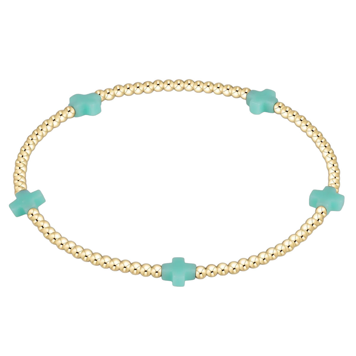Enewton Signature Cross Small Gold Pattern 2mm Bead Bracelet, Mint